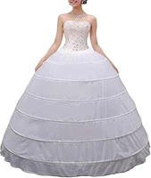 spring fashion women crinoline petticoat a line 6 hoop skirt slips long underskirt for wedding bridal dress ball gown white