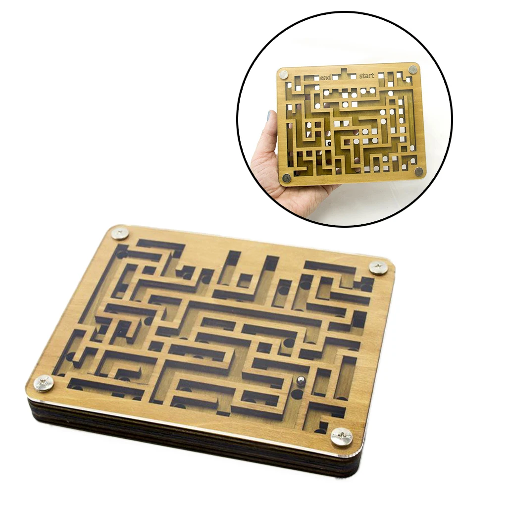 

Wooen Labyrinth Maze/Balance Board Table Maze Solitaire Game for Kids Adults
