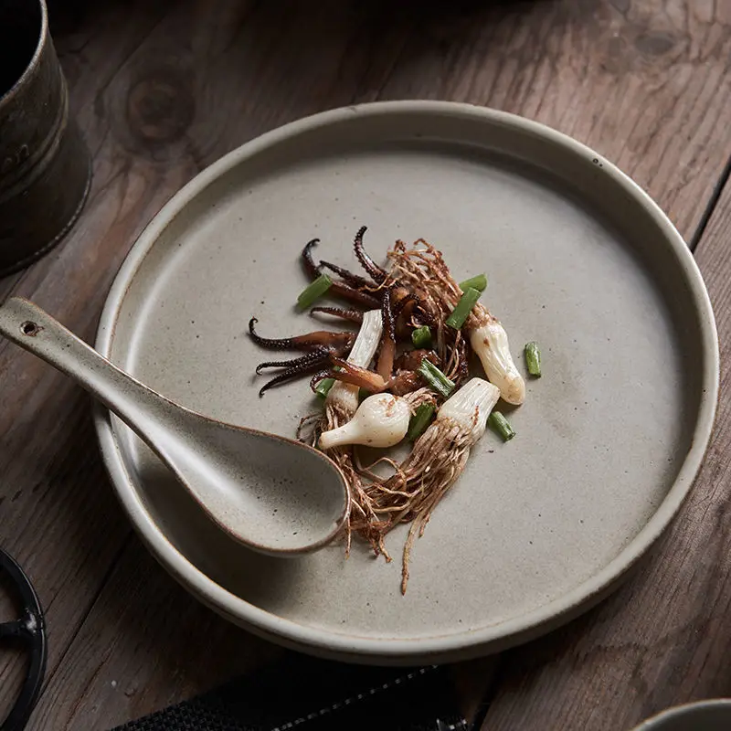 Японская простота Ретро грубая керамическая тарелка обеденный набор маятник для