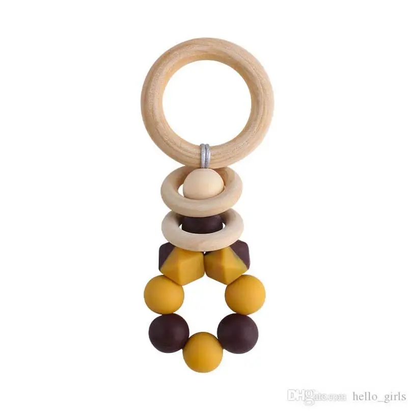 

DIY Baby Teether Wooden Teething Silicone Food Grade Soother Infant Feeding Kids Toys Baby Gifts Newborn Teeth Practice B3941