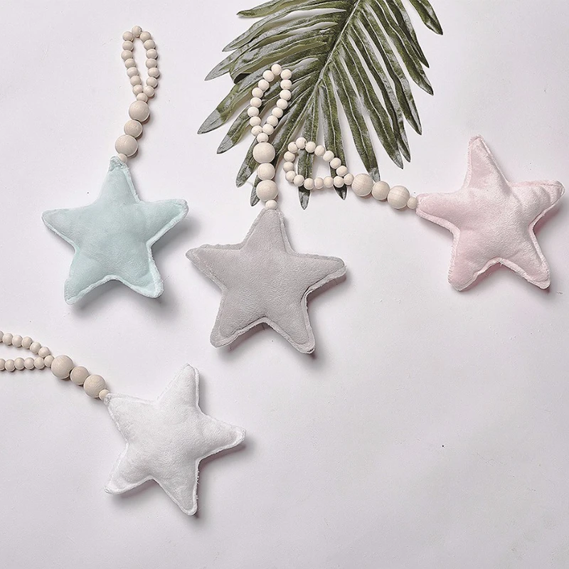 4pcs STAR 3 шт./4 шт. украшение для детской комнаты Аксессуары для детской комнаты украшение для детской комнаты для маленькой девочки украшение для комнаты с Луной и деревянными бусинами детское украшение для детской комнаты для новорожденных - Цвет: 4pcs STAR