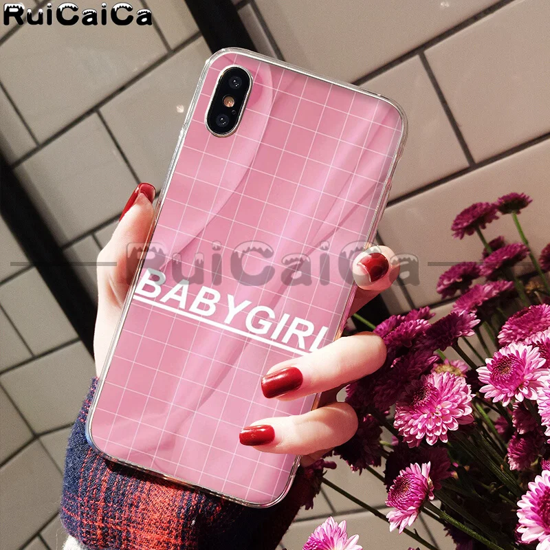 A8 RuiCaiCa Babe babygirl honey line Text art Smart Cover мягкий чехол для телефона Apple iPhone 8 7 6S Plus X XS MAX 5 5S SE XR - Цвет: A8