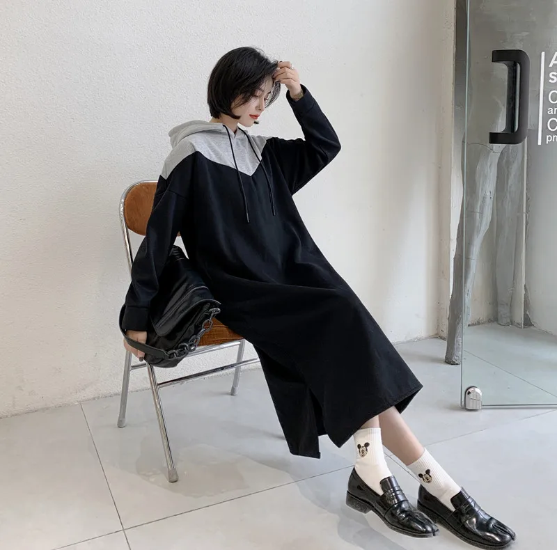 2019 осенняя и зимняя женская теплая Новая Длинная толстовка выше колена с