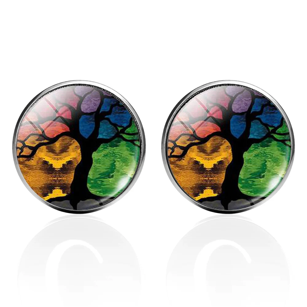 

New Trendy Life Tree Mens Shirt Cufflinks For Men Wedding Brand Cuff Button Colorful French Cuff Links High Quality Abotoaduras
