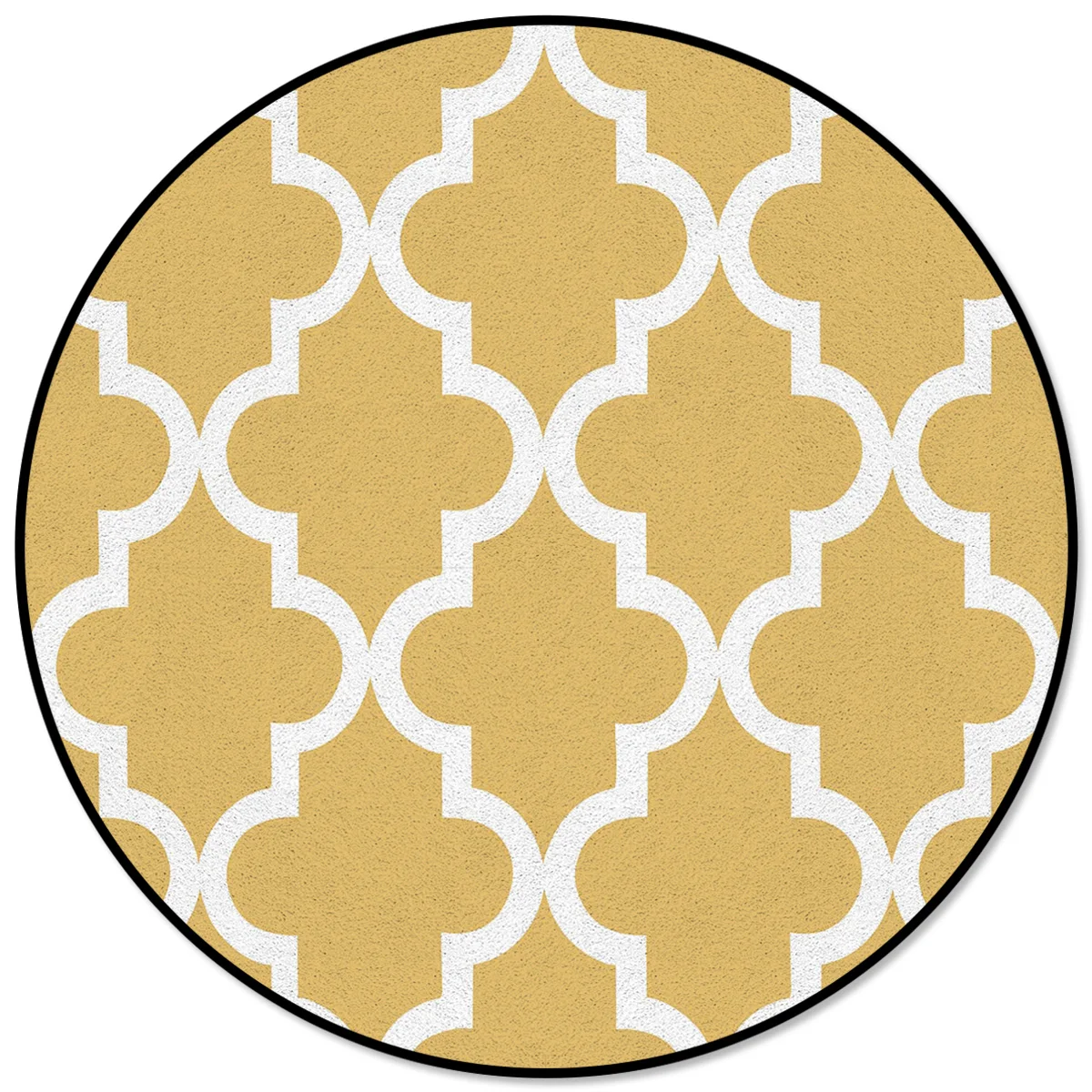 Круглый ковер в геометрическую решетку марокканский желтый кухонный коврик