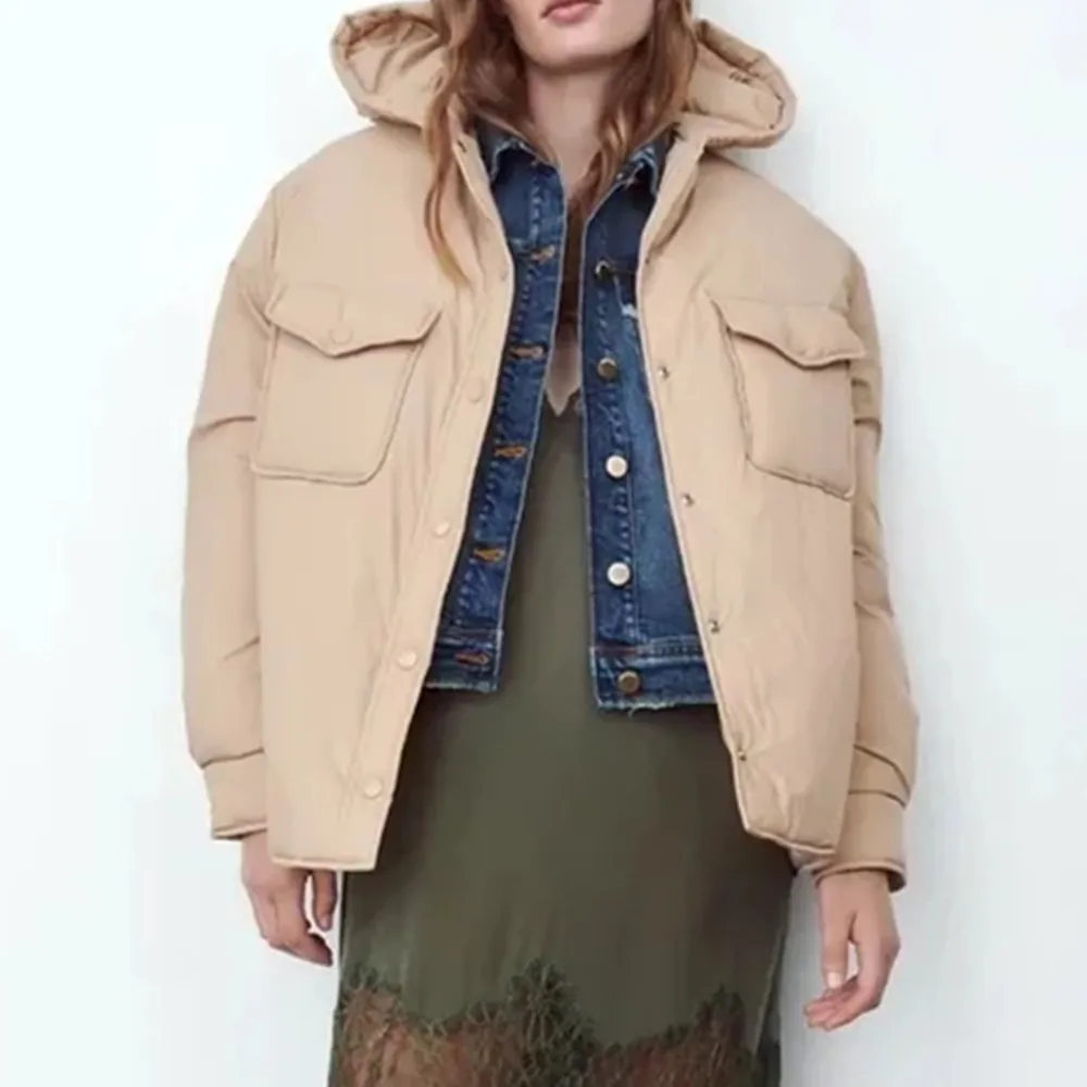 

2021 женский пуховик с капюшоном, зимняя теплая свободная парка с длинным рукавом, пальто, повседневная женская верхняя одежда оверсайз на пу...