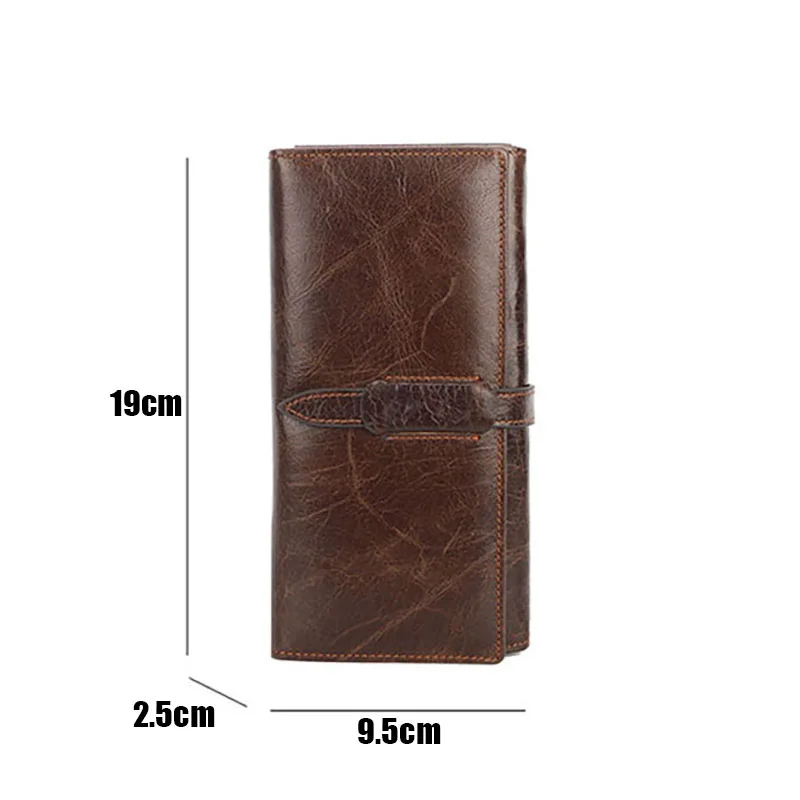 

AETOO Leather wallet, men's long folding wallet, handmade retro leather multi-function small hand bag