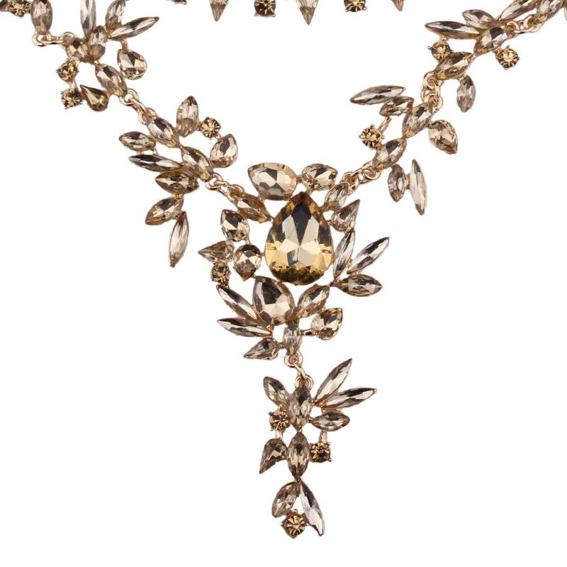 Fashion Chunky Gem Crystal Flower Statement Unique Starburst Pendant Rhinestone Luxury Big Instagram Maxi Choker Collar Necklace images - 6