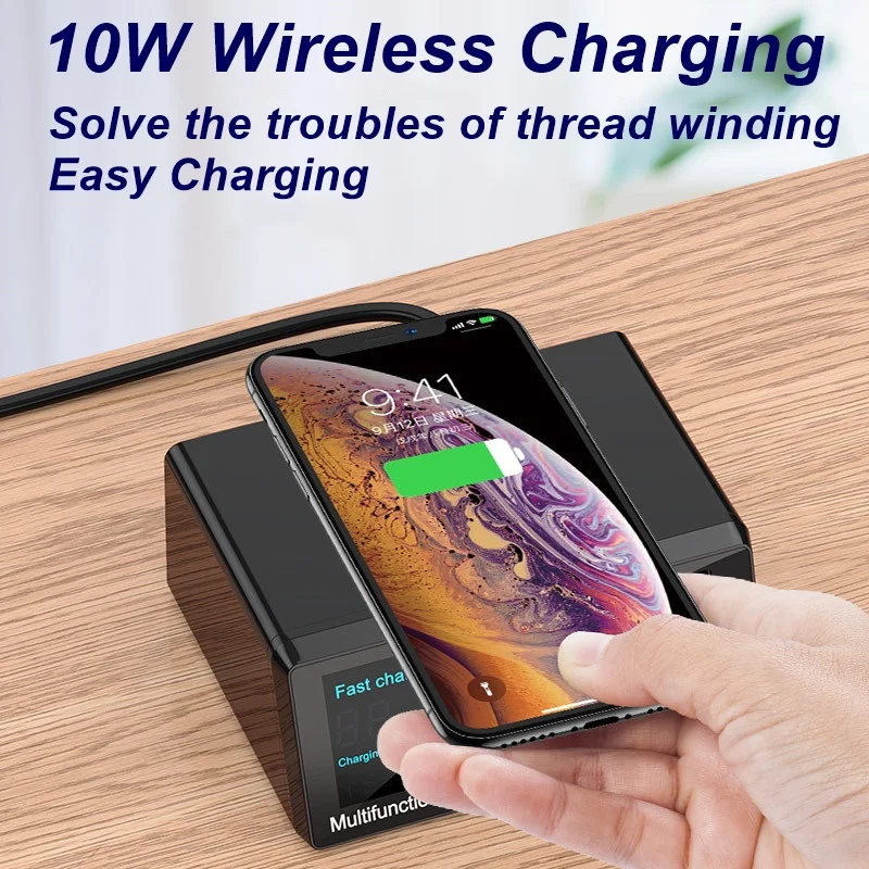 tongdaytech 100w multi 8 port usb fast charger for iphone 11 12 pro max xs x quick charge qi wireless charger for samsung s10 s9 free global shipping