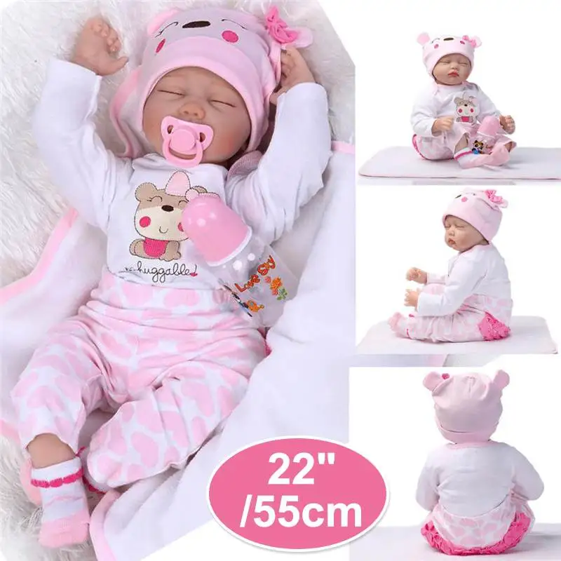 

55cm Doll Reborn Toddler 22 Inch Soft Silicone Reborn Dolls Soft Body Lifelike Menina Christmas Surprice Girl Gifts Newborn Baby