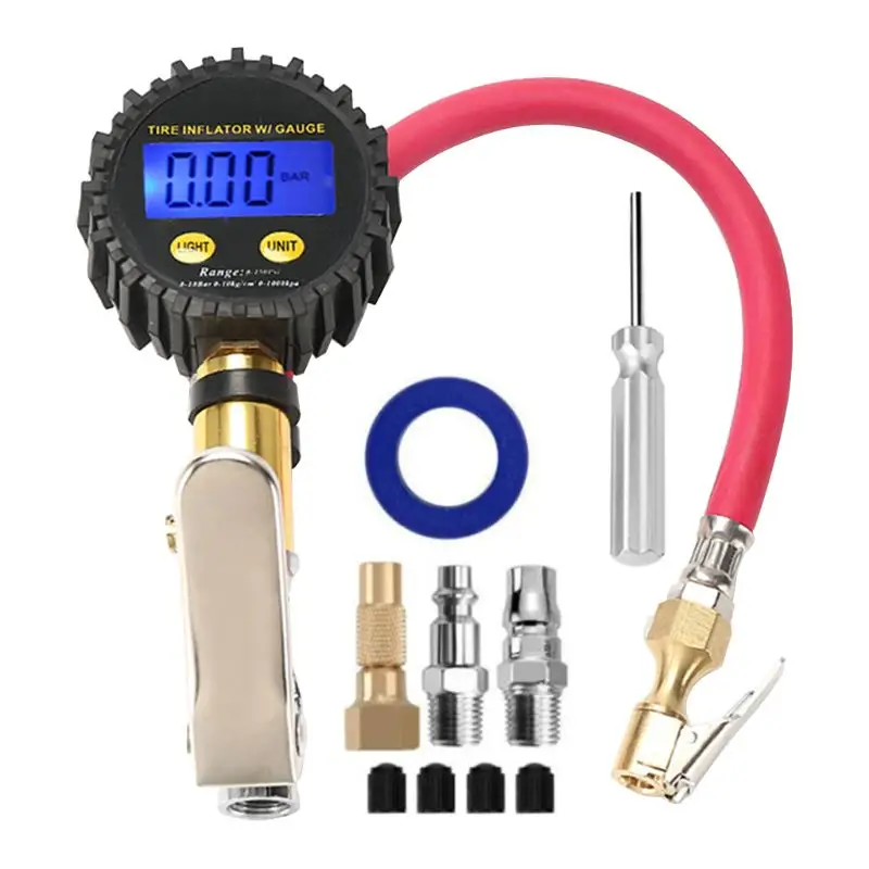 

Digital Tire Inflator Pressure Gauge 200PSI LCD Display Air Compressor Pump Quick Connect For Car Motorcycle