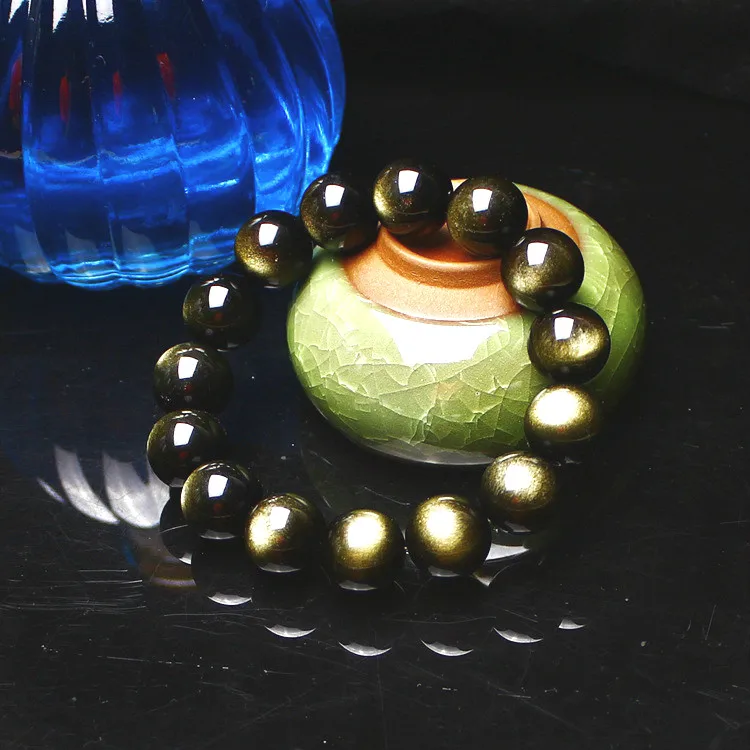 Подлинные Бусины Из Натурального золота 8-16 мм обсидиановые драгоценные камни