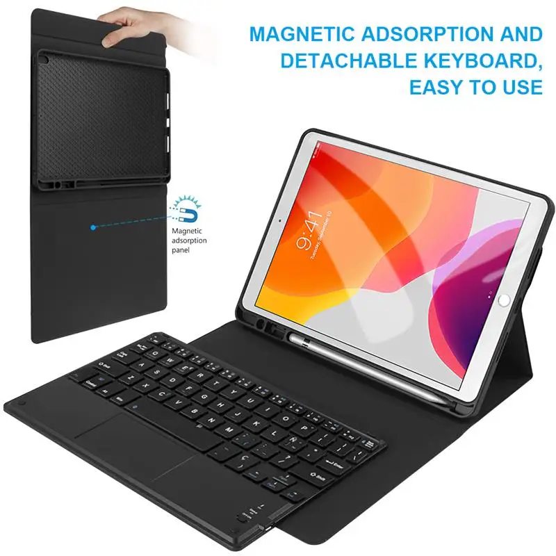 Чехол с сенсорной клавиатурой для iPad 10 2 2019 кожаный чехол русской испанской Bluetooth