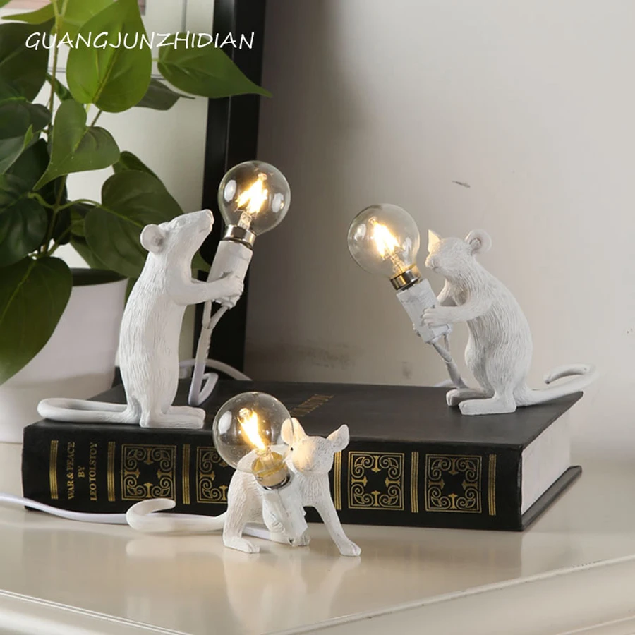 

Resin Cute Mouse Lamp Bedside Desk Lamp Mice Mouse Table Lamps for Desk Nordic Animal Italy E12 Home Deco Lampka Biurkowa Led