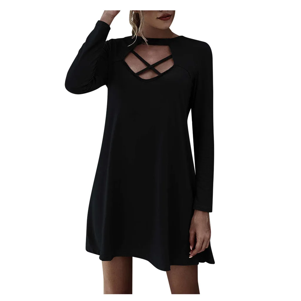 Однотонные сексуальные женские платья с перекрещивающимися бретелями Клубное