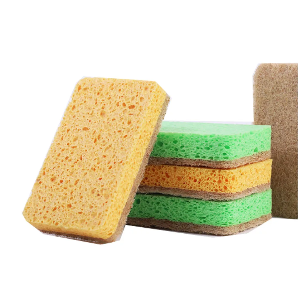 

Kitchen composite wood pulp cotton scouring pad natural sisal cloth non-stick oil dishwashing artifact wood pulp cotton rag