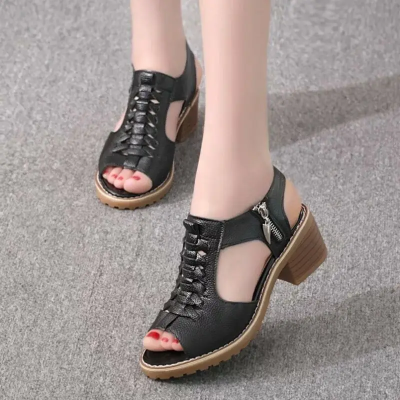 

Сандалии женские с открытым носком, босоножки с ремешком на пятке, повседневная обувь с боковой молнией