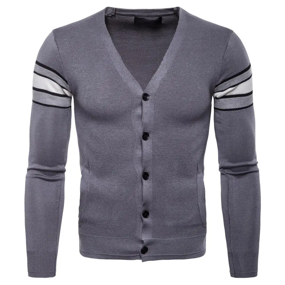 Свитер кардиган мужская полосатая Повседневная модная новинка осенняя