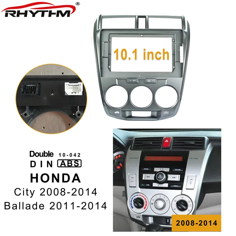 only frame 10,1 дюймов 2din Автомобильная Радио фасции для HONDA CITY 2008 2009- стерео панель приборная панель установка двойной Din DVD рамка В-Dash - Название цвета: only frame