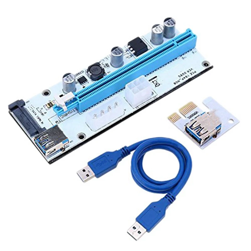 

10 пакетов, Райзер Ver008S, 1X до 16X, Адаптерная карта PCIE PCI-E PCI Express Райзер, USB 3,0, кабельная карта для майнинга BTC