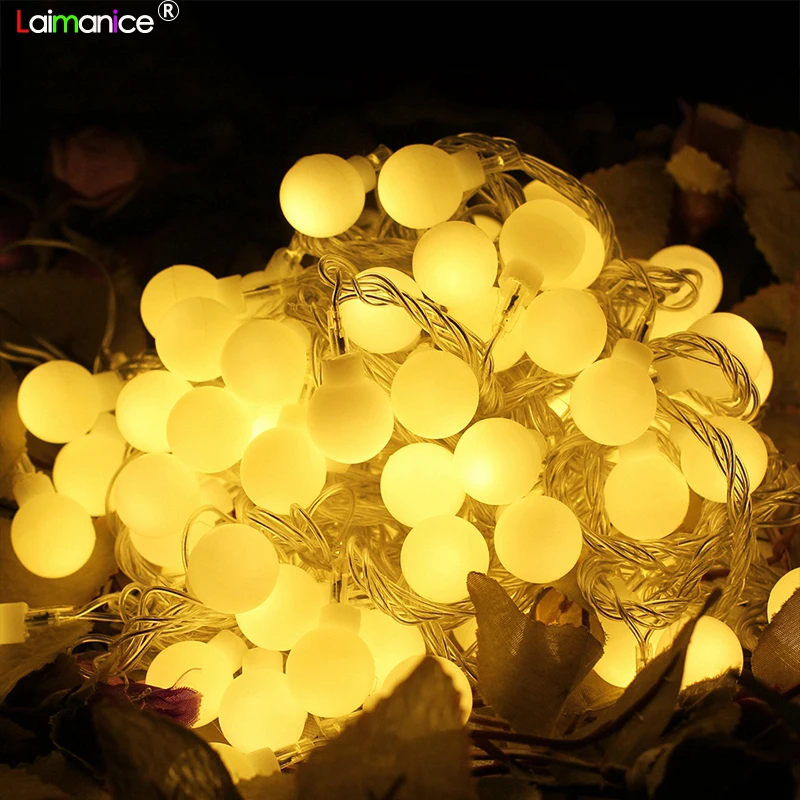 USB 2M 3M 5M 10M LED Ball String Lights Christmas Light for Home Patio Garden Lawn Wedding Party Events Decoration Garland Lamp on - Светодиодные гирлянды с мячиками на USB, длиной 2, 3, 5 или 10 метров, для оформления дома, патио, сада, газона на Рождест