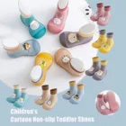 Детские носки, хлопковые зимние носки для малышей, для мальчиков, дышащие детские Нескользящие утепленные носки с мультипликационным рисунком, обувь для малышей, обувь для пола