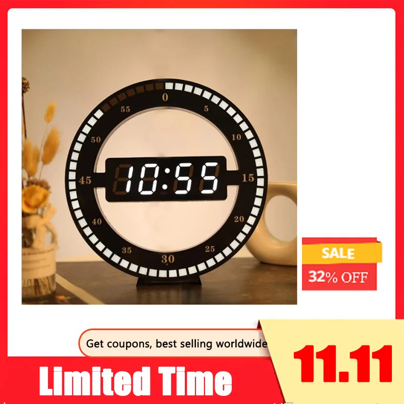 3D светодиодный цифровые настенные часы электронные ночные светящиеся круглые