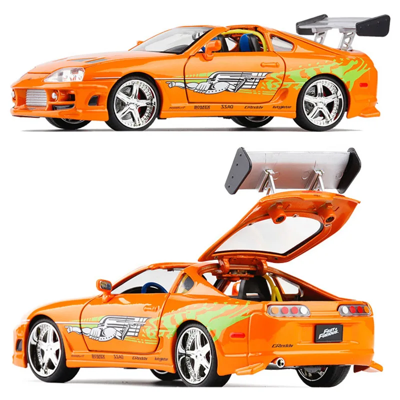 Модель автомобиля 1/24 Fast 8 F8 Брайан Toyota Supra модель из металлического сплава под
