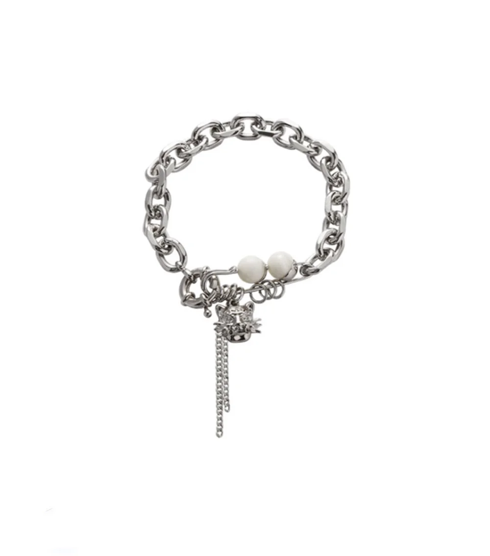 

Natural Tiger Head White Butterfly Shell Bracelet Trend Fashion Ins Niche High-End Tide Brand All-Match Jewelry Accessories