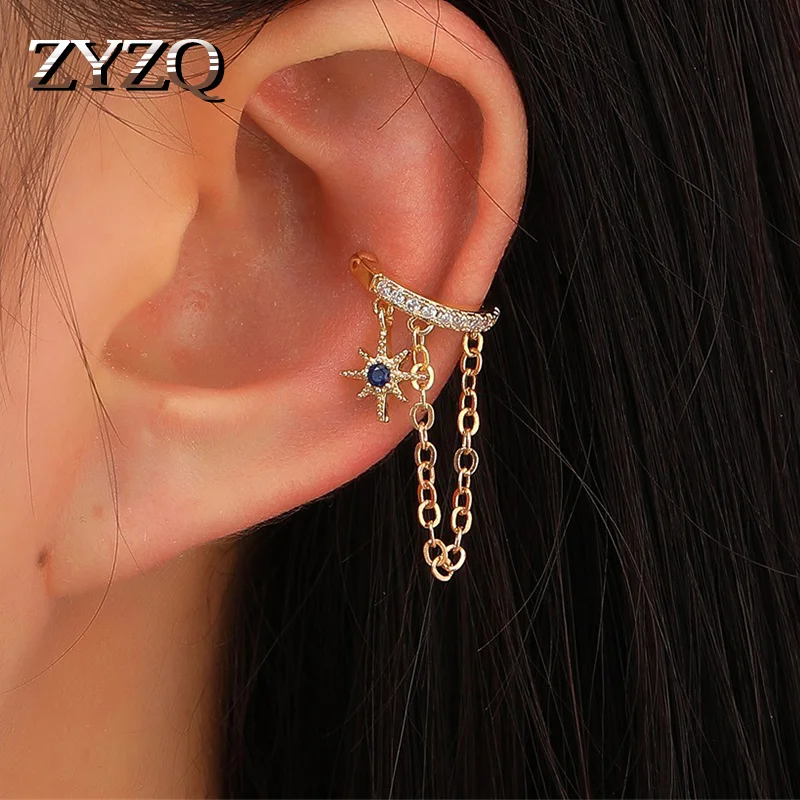 ZYZQ корейские простые клипсы без отверстий для женщин в стиле ретро пятиконечная