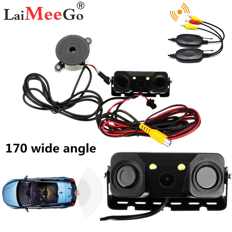 

Driving Cyclic Recorder car Vehicle Camera 3 in 1 Car Rear View Reverse Parking Sensor Detector Buzzer Alarm Car Dash Camera