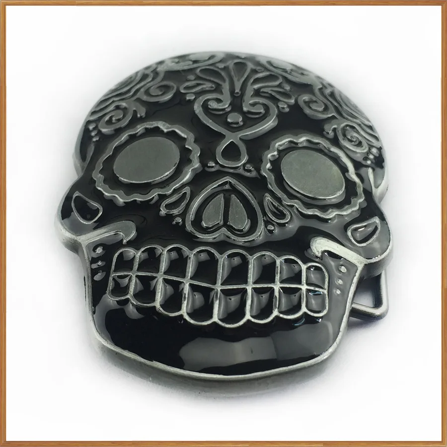 BuckleClub цинковый сплав Черный эмалированный череп ремень с пряжкой для джинсов