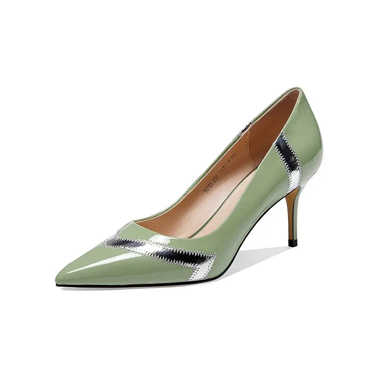 

Women Pumps Fashion Pointed Toe Genuine Leather Stiletto High Heels Shoes Spring Wedding Shoes Woman Black Green Party Pumps