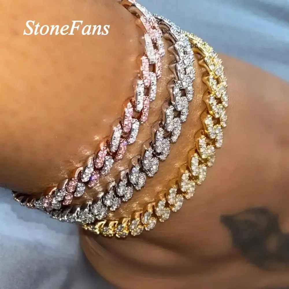 

Stonefans Hip Hop Jewlery Iced Out Cuban Anklet Rhinestone for Women Bling Cubic Zirconia Anklet Foot Jewelry Barefoot Sandal