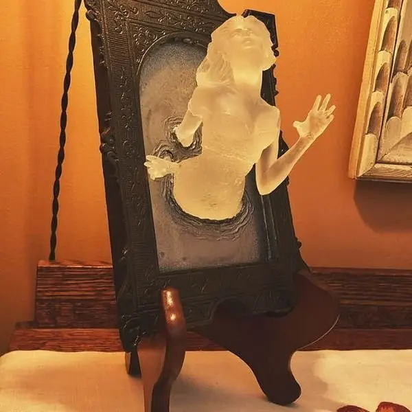 Ghost In The Mirror-placa de pared colgante para el hogar, espejo de exhibici&oacute;n luminoso de resina, creativo, accesorios de decoraci&oacute;n para habitaci&oacute;n-4