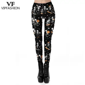 VIP FASHION Creativity Halloween Skull Print Leggings Pants Sexy Sports Fitness Casual Legging Femme Women Clothing 6