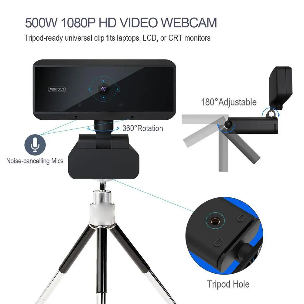 

2020 New Webcam 1080P Web Camera With Microphone For Video Calling Online Teaching Live Broadcast Auto Focus Computer PC Webcam