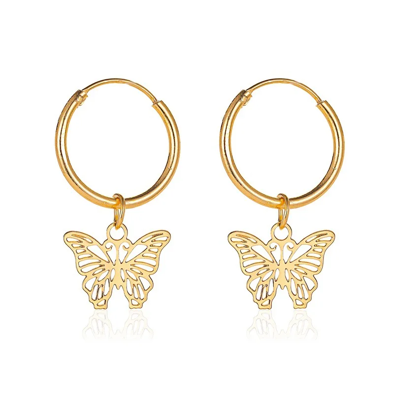 

Simple And Sweet Butterfly Earrings Feminine Hollow Insect Earrings