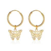 simple and sweet butterfly earrings feminine hollow insect earrings