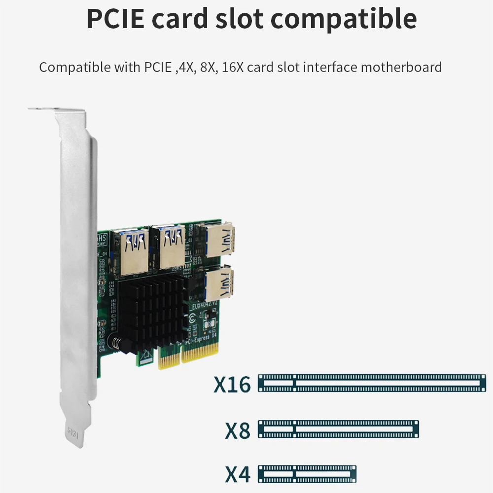 Разветвитель TISHRIC PCIE 4-х портовый усилитель концентратор USB 3 0 плата расширения