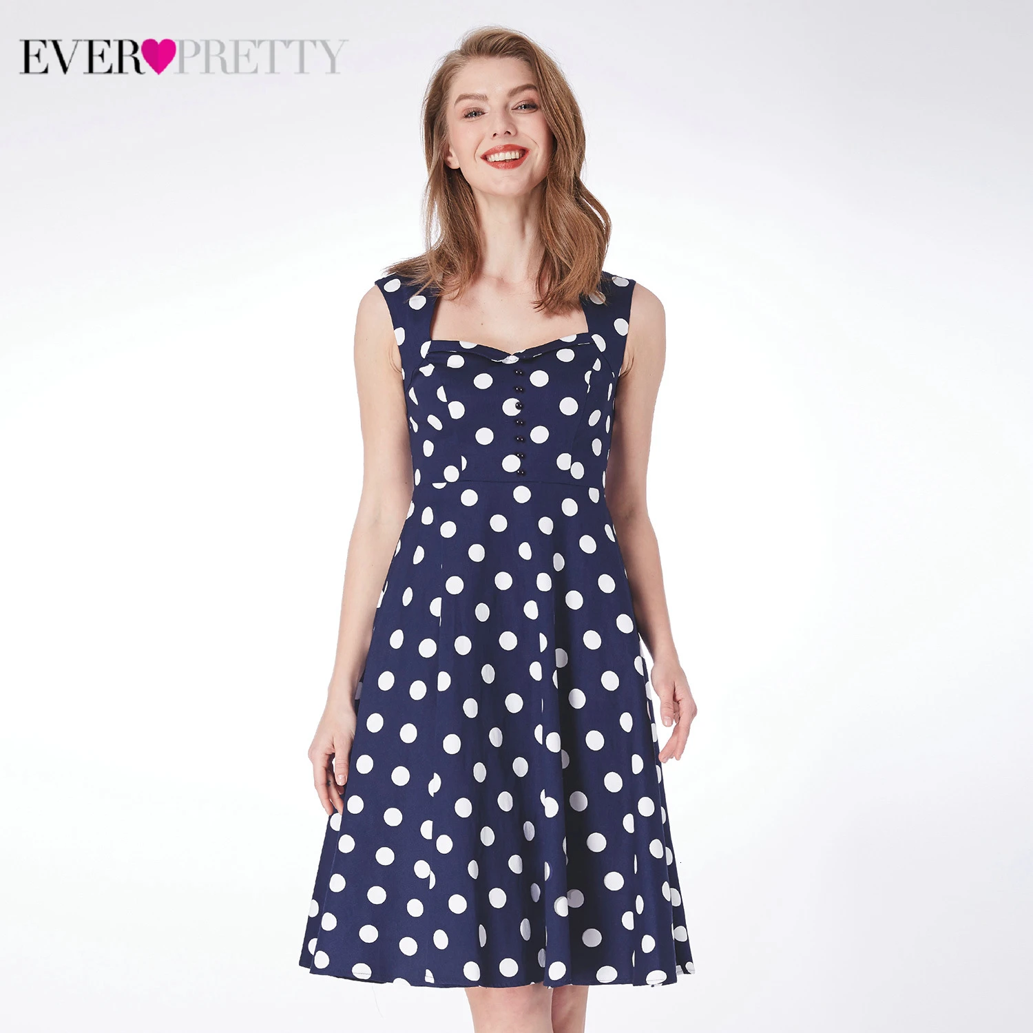 Темно-синие платья в горошек для выпускного вечера Ever Pretty A-Line с v-образным вырезом и рукавами-крылышками Элегантные короткие платья для выпускного платья Vestidos Cortos