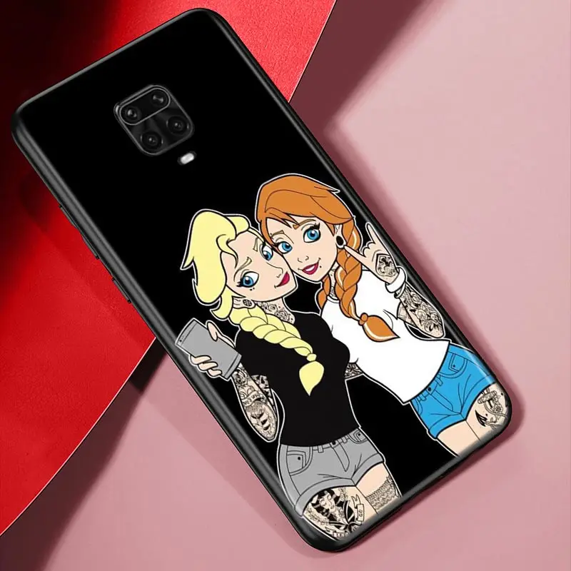 Disney Princess Tattoo For Xiaomi Redmi Note 10S 10 9 9S 9T 8T 8 7 6 5 Pro Max 5A 4X 4 5G Soft Silicone Black Phone Case