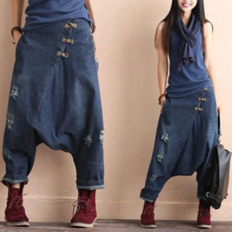 

Harem Jeans Denim New Women's Fashion Jeans Casual Pants Cotton Trousers Baggy Crotch Pants Hip Hop Oversized Boyfriend Jeans