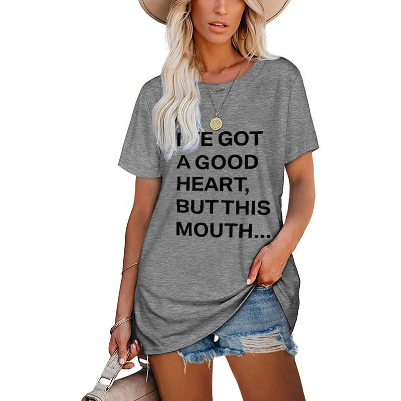 

Summer Women's Short-Sleeved T-Shirt Letter Printing Round Neck Cotton Loose Casual Fashion Large Size Short-Sleeved T-Shirt Top