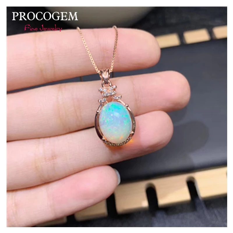 

New Multicolor Natural Opal Pendant Necklaces for Women party 3.0ct authentic gemstones Fine jewelry 925 Sterling Silver #719