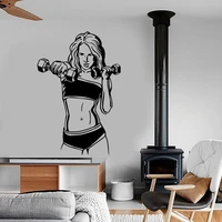 fitness girls wall decal sport workout routine barbells gym bodybuilding girl bedroom modern home decor vinyl wall sticker s750