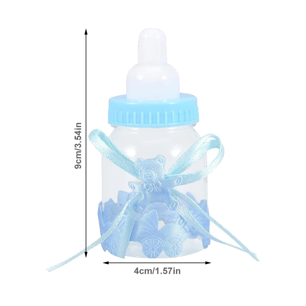 

5pcs/Set Transparent Plastic Feeder Bottle Candy Box Cute Blue/Pink Wedding Birthday Baby Shower Cake Topper Party Supplies