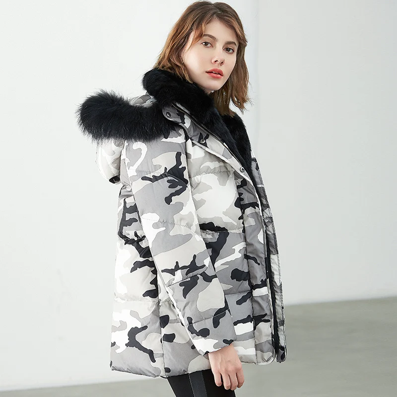 2020 женская зимняя куртка пуховик пальто роскошная камуфляжная длинная парка с
