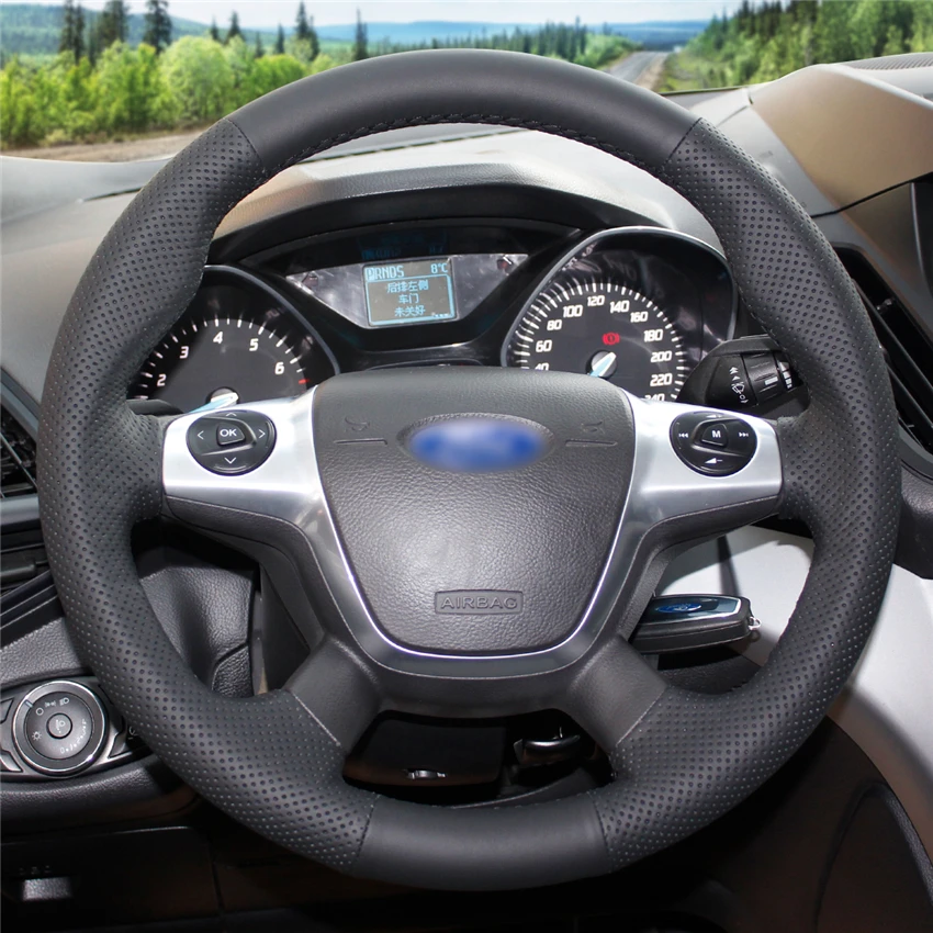 MEWANT черный чехол рулевого колеса автомобиля из искусственной кожи для Ford Focus 3