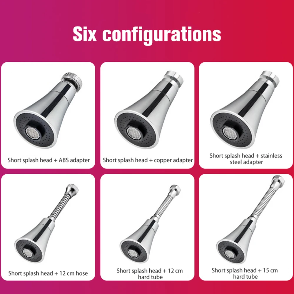 

Universal Kitchen Water Faucet Adjustable Pressure 360 Degree Rotating Water Tap Head Water Saving Shower Faucet Nozzle Adapter